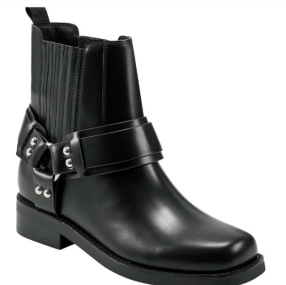 Marc Fisher Mizzi Moto Boots Harness Designer Leather Celebrity #43